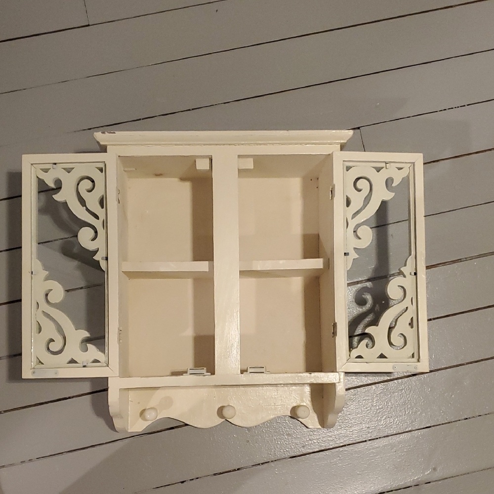 Cream Wall Cabinet with Glass Doors - Picture 4 of 7